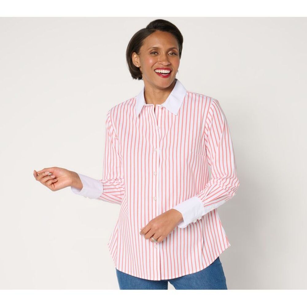 SUNNYLiFE Women's Top Sz S Long Sleeve Stripe Button Front Multi-colored